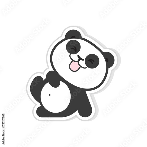 Cute Panda Face Illustration with Tongue Out, Playful and Happy Style