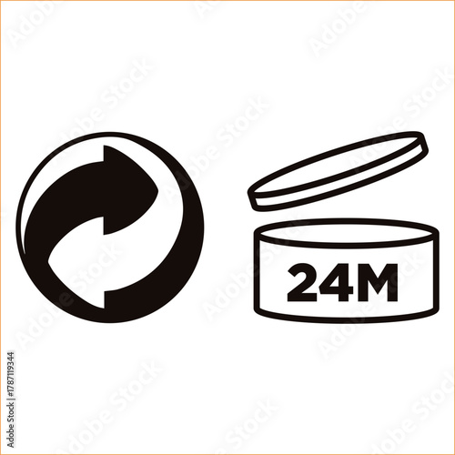 Symbols indicating recycling and period after opening Vector