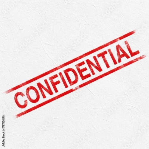 Official red stamp with confidential text diagonal imprint symbol document security concept isolated on white background
