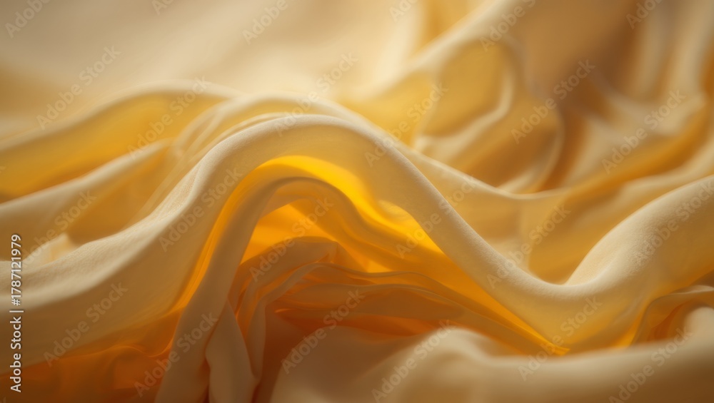 Obraz premium Abstract flowing golden fabric with soft light and shadow