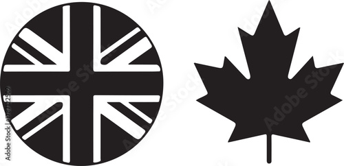 British Influence in Canada Maple Leaf and Union Jack Symbolism Icons