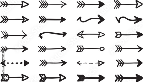 Diverse Arrow Set in Hand-Drawn Style: Graphic Navigation and Indicators