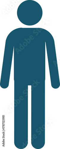 Man icon, blue color, stick figure people, human silhouettes, stickmen isolated on white background