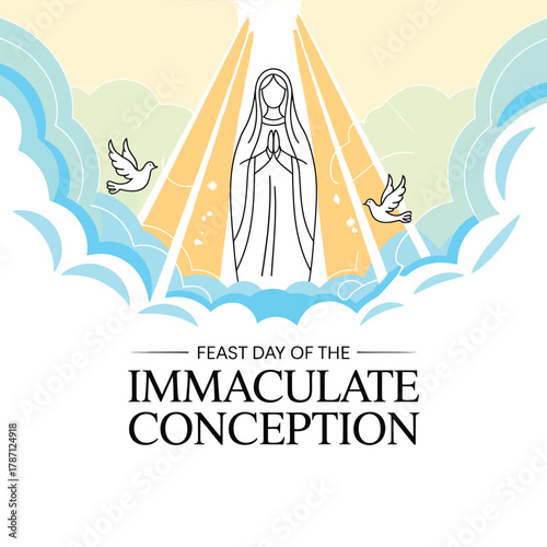 Feast Day of the Immaculate Conception Blessed Virgin Mary Religious Celebration Artwork