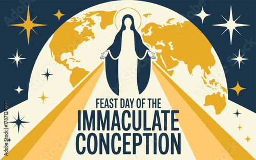 Feast Day of the Immaculate Conception Blessed Virgin Mary Religious Celebration Artwork