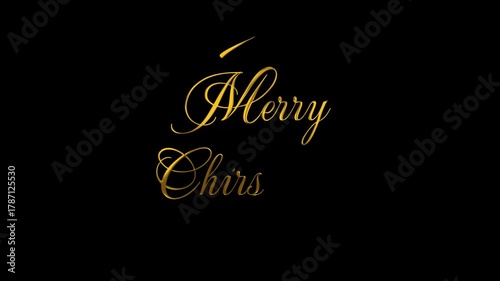 Merry Christmas beautiful shiny golden Christmas text animated with gold sparkles effect. Overlay video