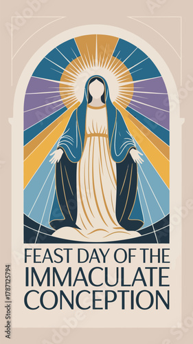 Feast Day of the Immaculate Conception Blessed Virgin Mary Religious Celebration Artwork