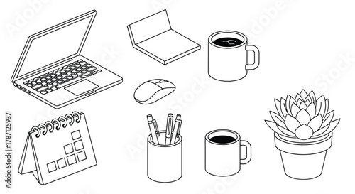 Modern office essentials arranged for productive work and creativity