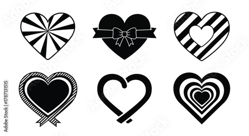 Six unique heart designs perfect for Valentine's Day or love themes
