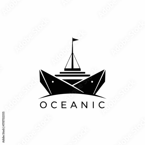Geometric Ship Logo Design for Oceanic Brand.