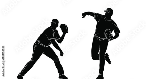 Dynamic baseball pitchers in action, capturing athletic power and focus