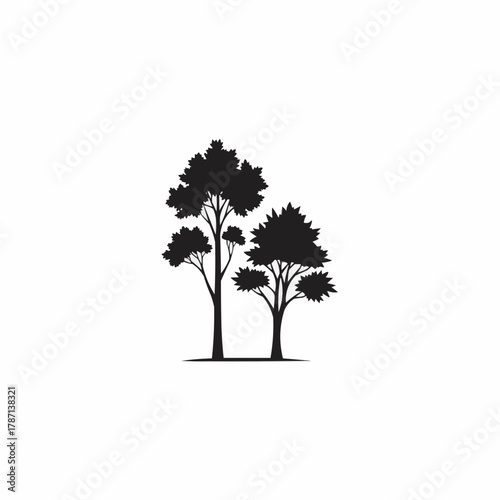 Silhouette of two trees with dense foliage, representing nature and growth.