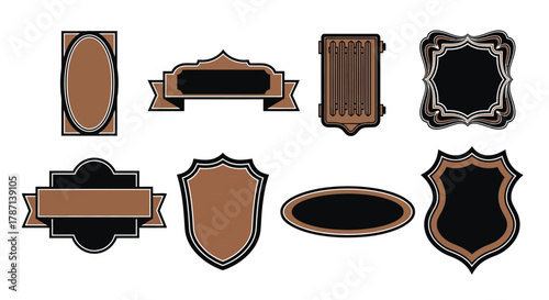 Vintage labels retro frames banners shields vector design elements
