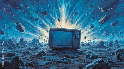 Big Bang broadcast on space television with debris