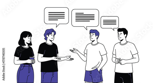 Group discussion communication conversation people talking speech bubbles