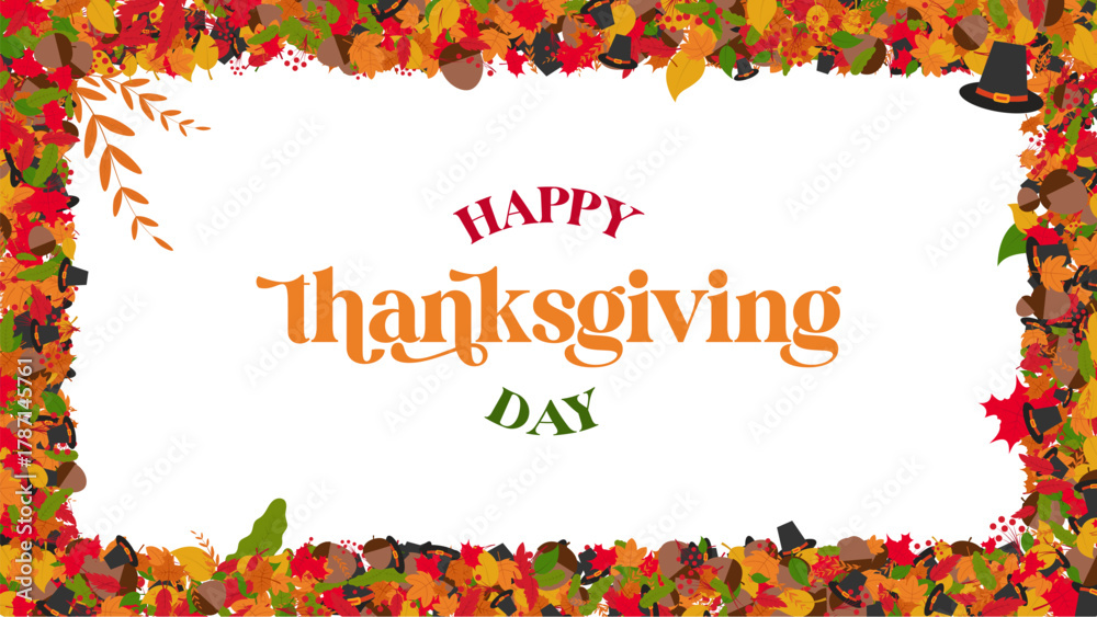 Fototapeta premium Happy thanksgiving day graphic suitable for social media posts, invitations, greeting cards, posters, and website banners with festive theme.