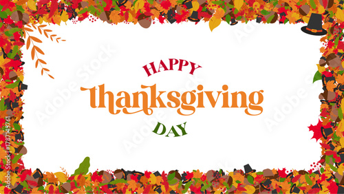 Happy thanksgiving day graphic suitable for social media posts, invitations, greeting cards, posters, and website banners with festive theme.
