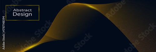 Modern abstract dark background with a golden wave of lines. Imitation of a sound wave.  golden frame. vector illustration. Suitable as wallpaper background, cover.