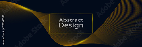Modern abstract dark background with a golden wave of lines. Imitation of a sound wave.  golden frame. vector illustration. Suitable as wallpaper background, cover.