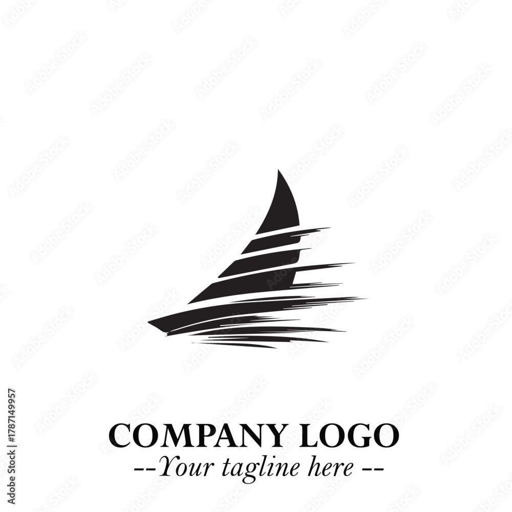 Obraz premium Ship Moving Fast Logo Symbol in Black on the White Background with Modern Maritime Design