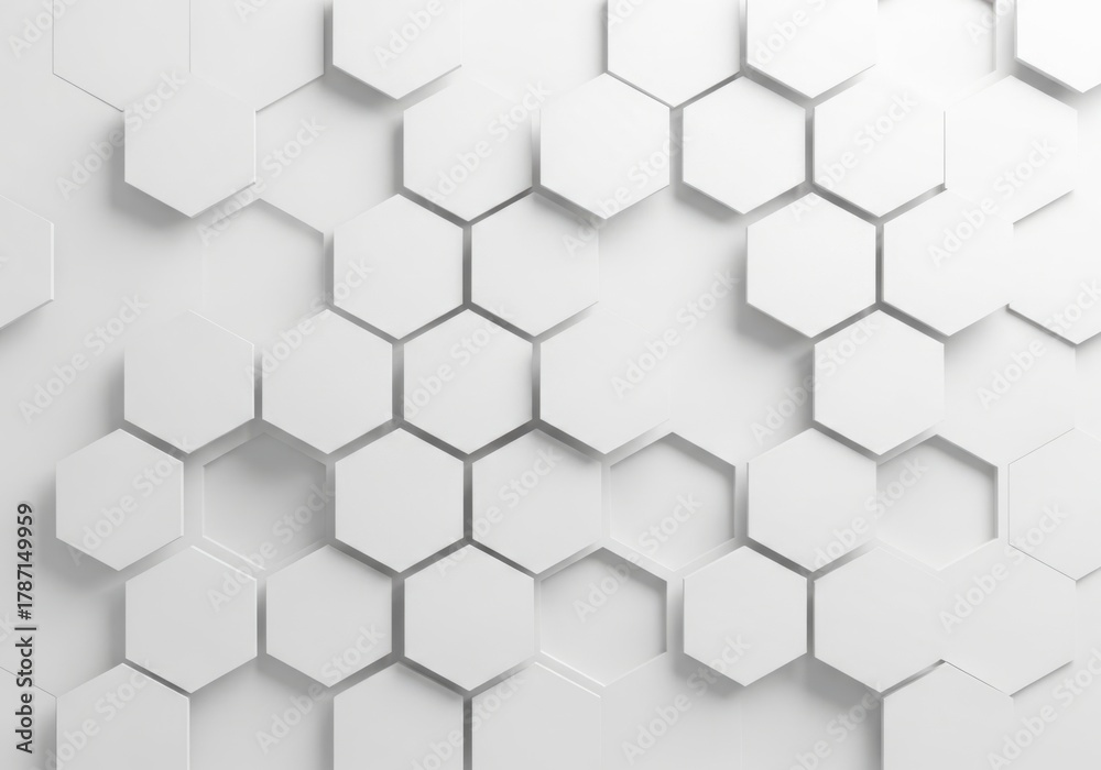 Naklejka premium Abstract white hexagonal pattern with depth and shadow