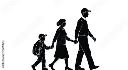 Family walking together hand in hand, showing unity and support