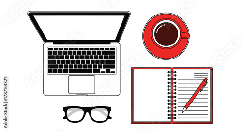 Creative freelancer's workspace with laptop and coffee for inspiration