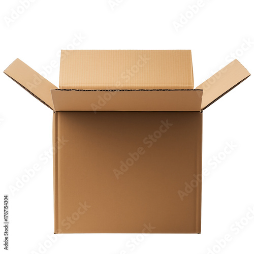 Open Box on Transparent Background. AI Gnerated Image. E commerce logistics and global supply chain concept. Online shopping concept.