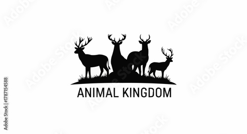 Majestic Deer Family Silhouette Standing Proudly in Natural Habitat.