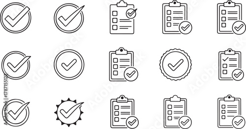 Collection of checklist icons for web and app design