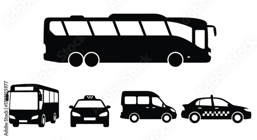Transportation options including bus, taxi and van for travel needs