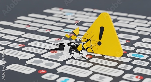 Social Media Warning A Digital Message Alert Amidst a Sea of Comments and Notifications