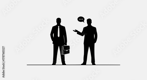 Two Businessmen Silhouettes Engaged in Discussion.