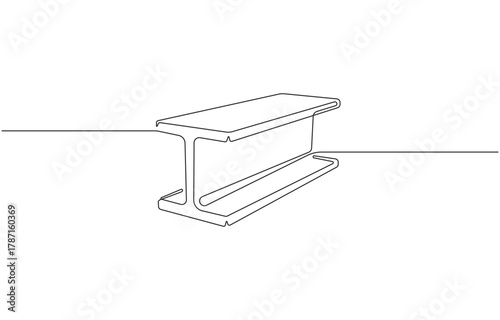 Steel i beam continuous one line drawing structural beam design vector illustration.