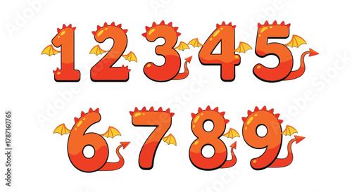 Fun dragon numbers 1 to 9 for kids learning math and counting skills