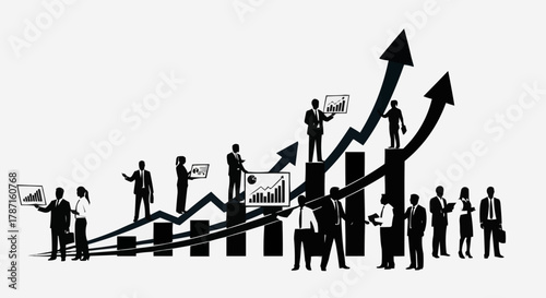 Business people analyzing growth charts and financial data.