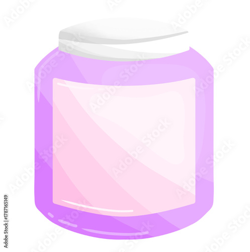 Body Scrub in Plastic Pink Jar Illustration Isolated on White Background