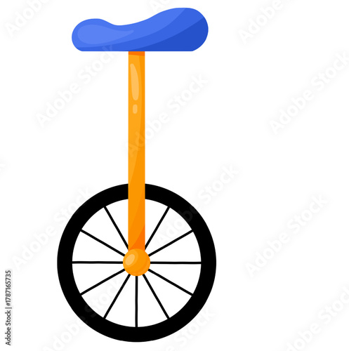 Unicycle or One Wheel Bike Illustration Isolated on White Background
