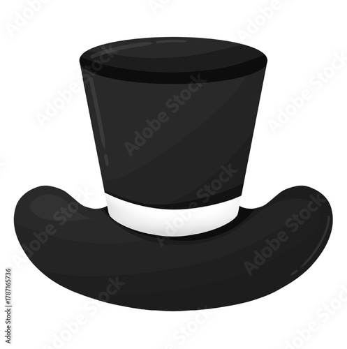Magician Black Hat Illustration Isolated on White Background