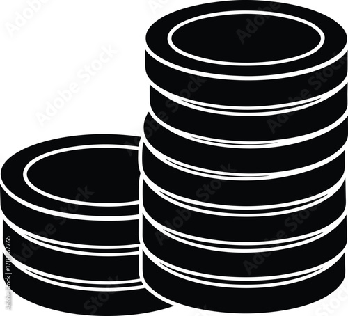 Gold Coins Stack Silhouette Black Vector money finance
