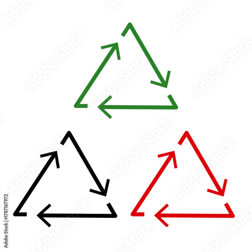 循環・還元・リサイクルシンボルのシンプルアイコンのセット