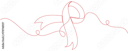 Aids day ribbon with line art style