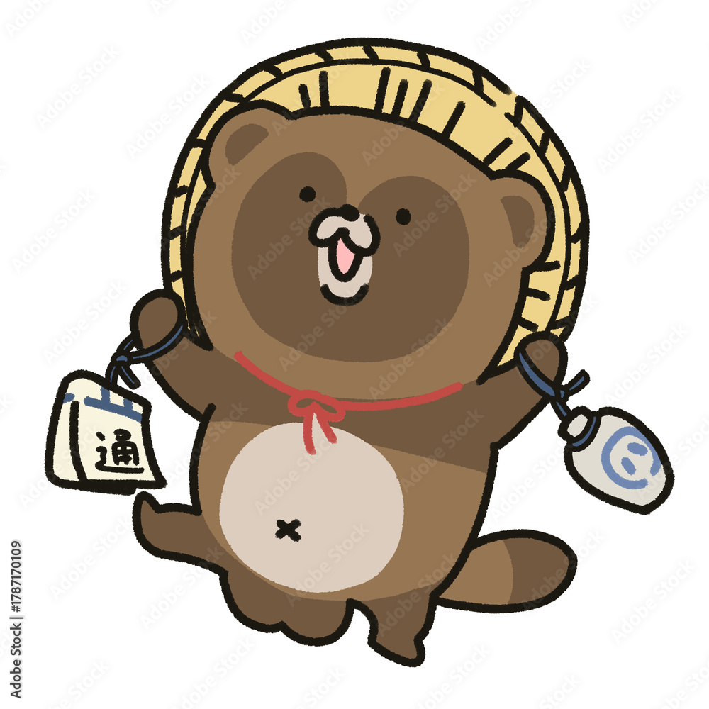Fototapeta premium 狸の置物・かわいいたぬきイラスト