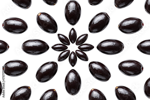 Wallpaper Mural A symmetrical design of dark, glossy ovals against a black background, resembling a flower Torontodigital.ca