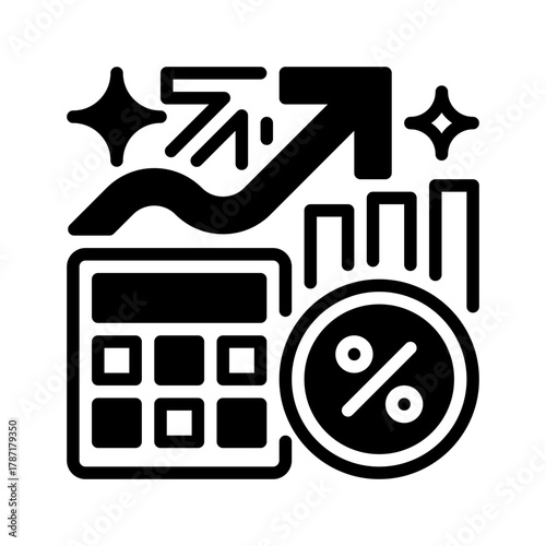 ROI Simulation Line Icon, Outline Symbol for Financial Forecasting, Performance Modeling, Business Planning, Return Prediction, and Data Analysis. Vector Sign Icon.