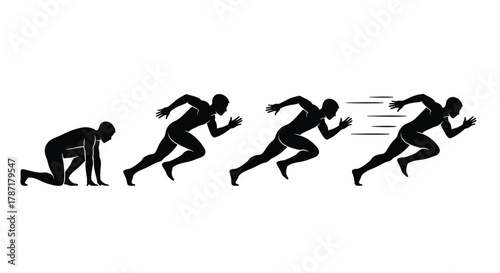 Dynamic runner silhouette showing stages of acceleration and speed