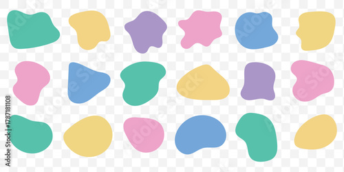 Random organic blob shapes. Black cube drops. Liquid organic amoeba silhouette blob in modern style. Various shapes of irregular blobs. organic blob shape irregular form abstract vector illustration 