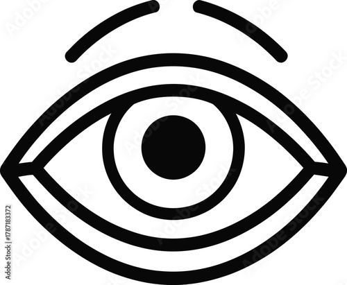 Stylized Single Eye Illustration  Minimalist Black and White Vision Tattoo Design