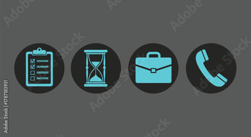 Time management and business organization icons for productivity success