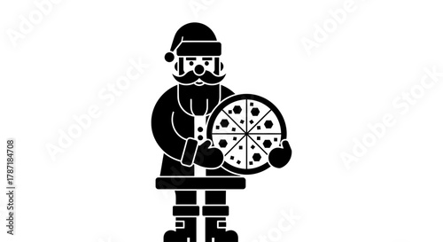 Santa bringing pizza for Christmas dinner celebration tonight